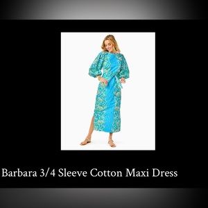 Lilly Barbara 3/4 Sleeve Cotton Maxi Dress NWT